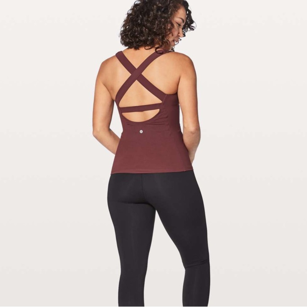 Lululemon Long Breath 2-In-1 Tank *Light Support For B/C Cup Redwood / Auburn 8 - Picture 2 of 6